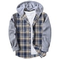 thumbnail image 4 of YAYUBA Mens Flannel Hoodie Shirt Casual Button Down Plaid Jacket Shirts Stylish Long Sleeve Shirts with Pocket, 4 of 4