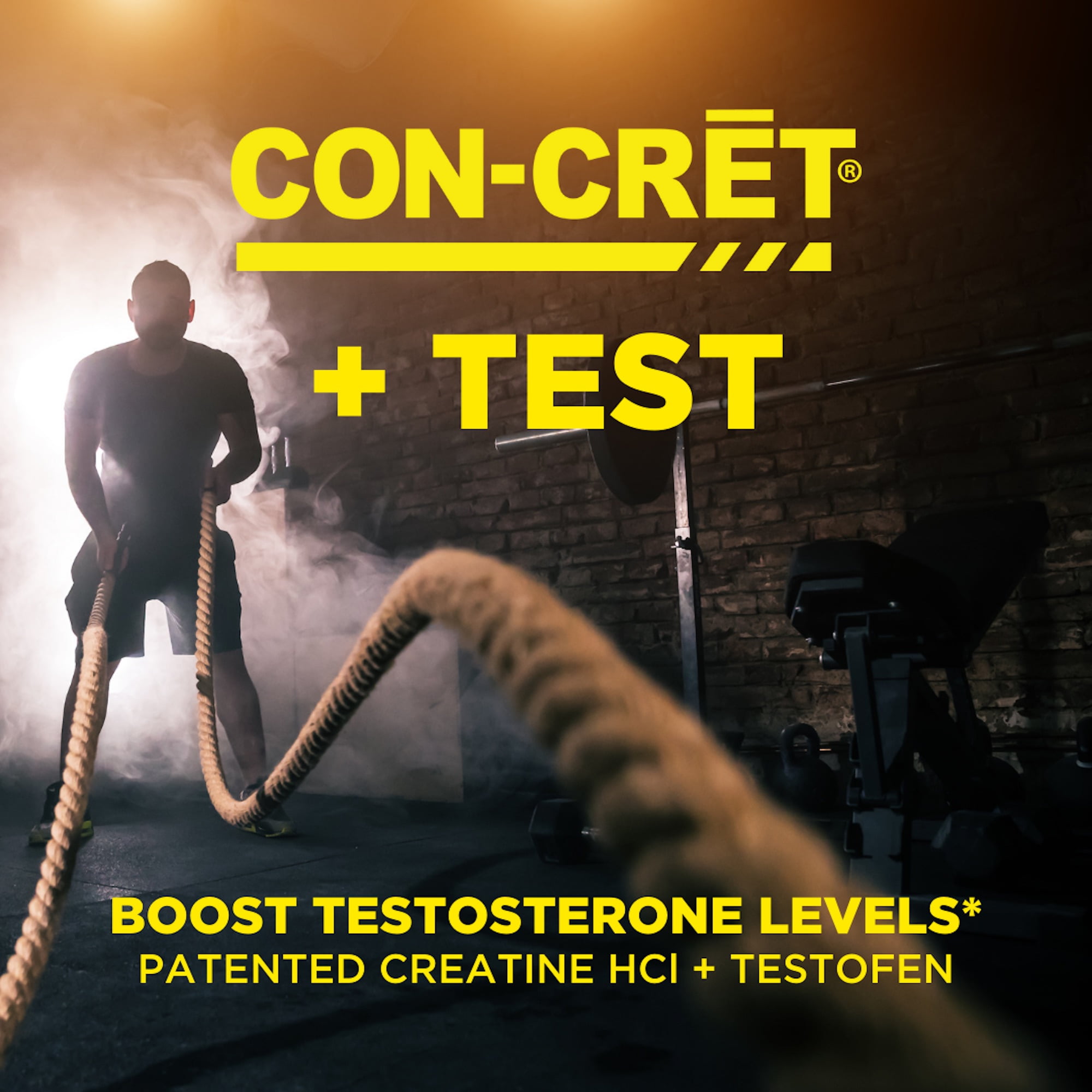 CON-CRET + TEST, Creatine HCl with Testofen, Boost Testosterone Levels, 60 Capsules, Men's Health