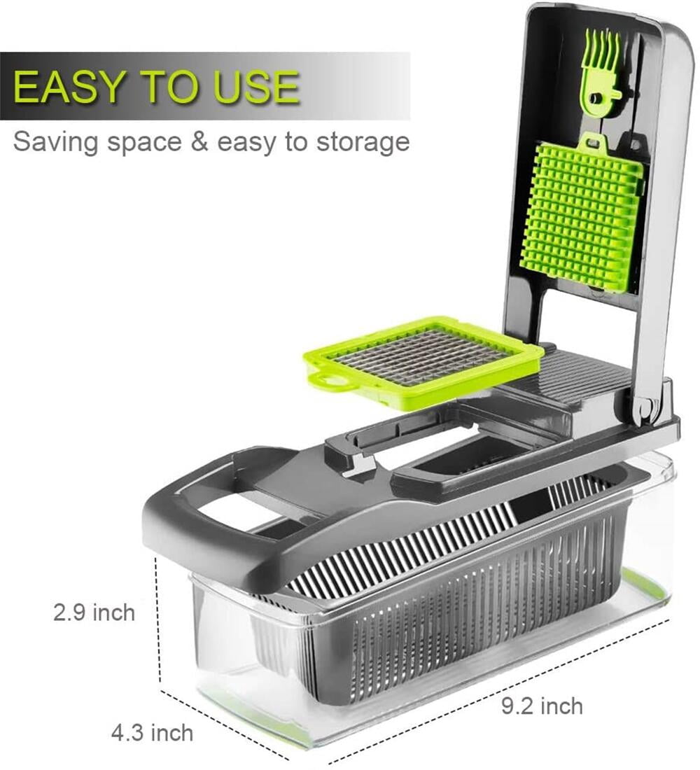 Oumilen Vegetable Chopper Slicer 10-in-1 Chopper Vegetable Cutter with Container Kitchen