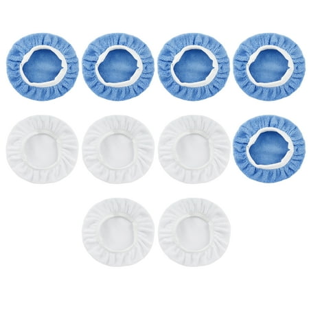 10 pcs 9-10 Inch Light Blue White Car Wax Polishing Pad Washable Covers Polisher