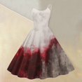 thumbnail image 2 of Women's Punk Gothic Halloween Midi Dress, Off Shoulder Spaghetti Strap A-Line Swing Dress, Blood Drip Retro Print Costume for Halloween Cosplay & Cocktail Parties Gray B 2XL, 2 of 4