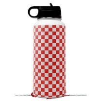 Skin Wrap Decal compatible with Hydro Flask Wide Mouth Bottle 32oz Checkered Canvas Red and White (BOTTLE NOT INCLUDED)
