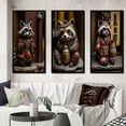 thumbnail image 1 of Designart "Happy Tanuki in Terracotta Tone I" Animals Raccoon Framed Wall Art Set Of 3 - Brown Raccoon Frame Gallery Set For Office Decor, 1 of 6
