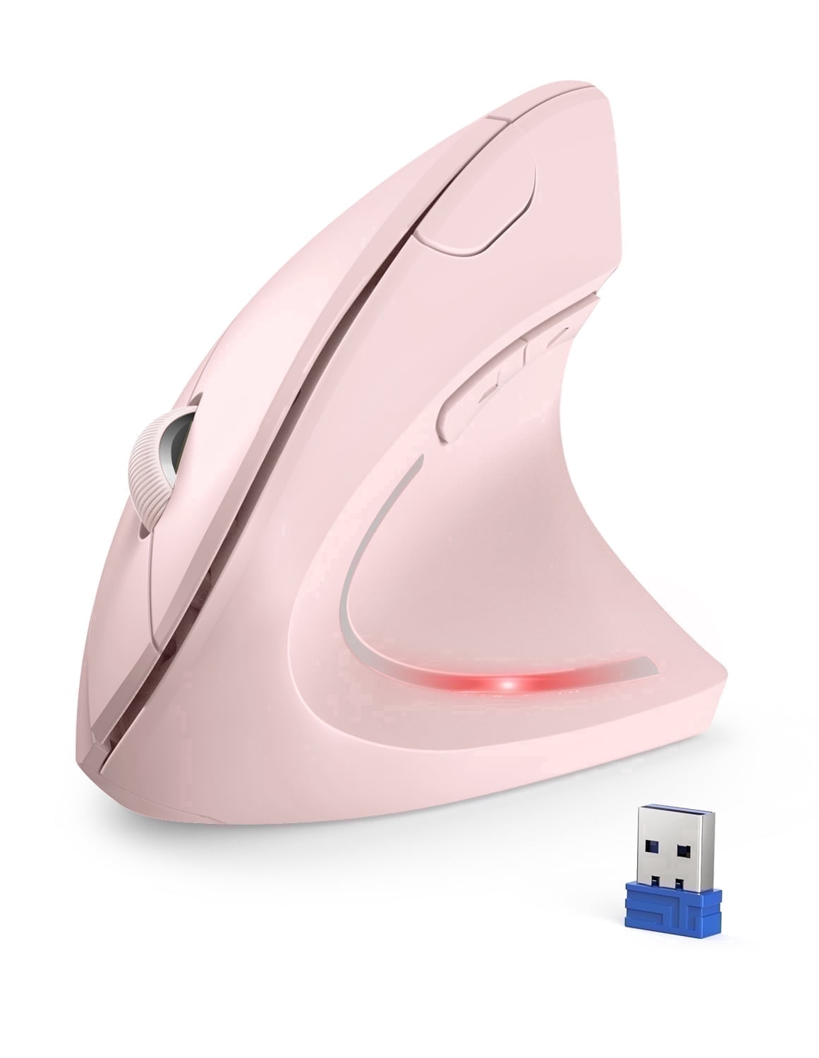 TECKNET Ergonomic Wireless Vertical Mouse - 4800 DPI, 5 Adjustable Levels, 2.4GHz Optical, 6 Buttons for Carpal Tunnel - Laptop, Desktop, PC, MacBook Compatible - Pink
