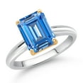 thumbnail image 2 of Gem Stone King 10K White and Yellow Gold Fancy Blue Zirconia Engagement Ring for Women (2.62 Cttw, Octagon 9X7MM, Gemstone, Available in Size 5, 6, 7, 8, 9), 2 of 4