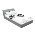 thumbnail image 2 of Ambesonne Sketchy Fitted Sheet & Pillow Sham Set, Football in Monochrome Form, Twin, White and Black, 2 of 2