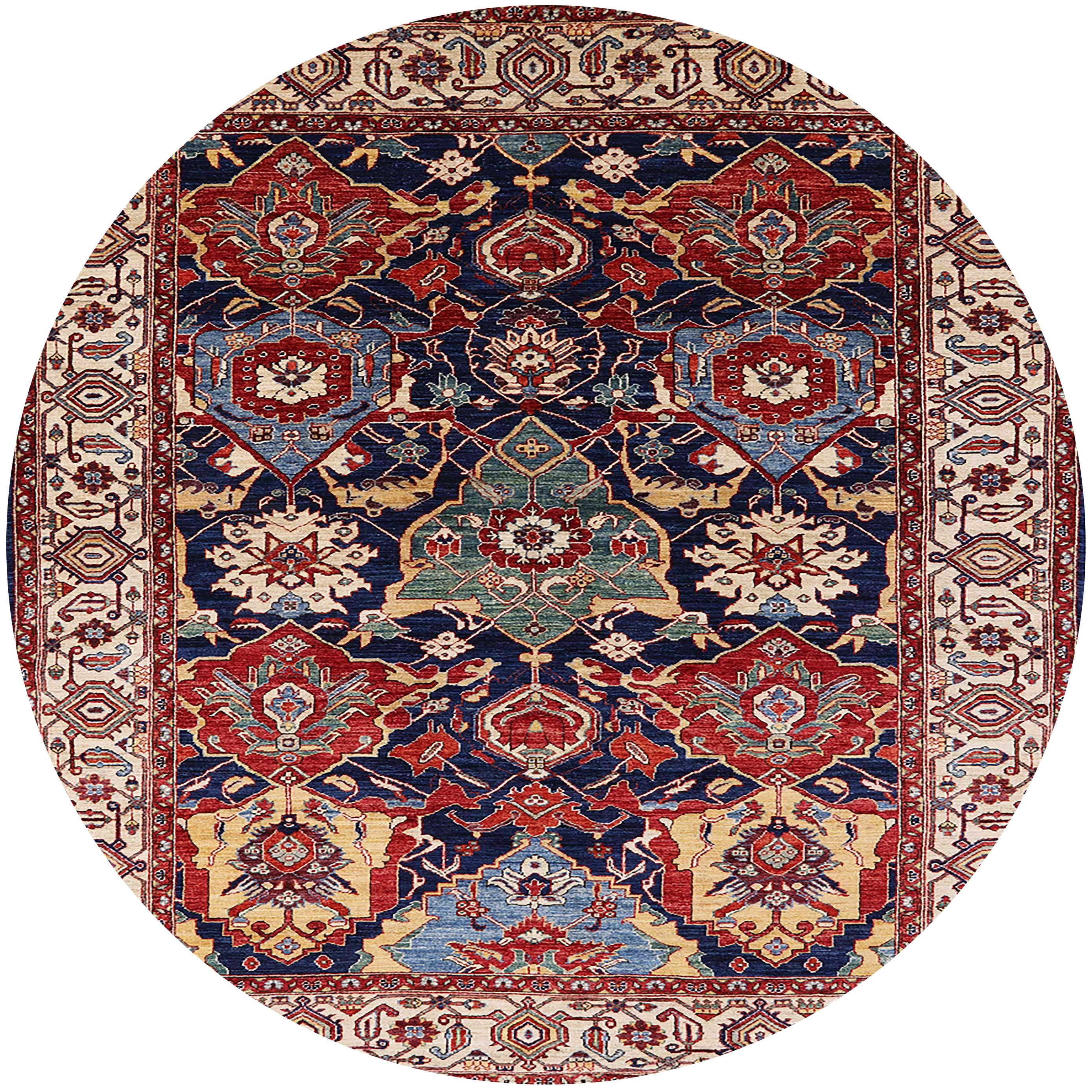 Ahgly Company Indoor Round Mid-Century Modern Deep Red Oriental Area ...