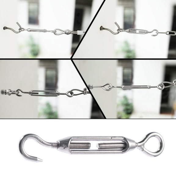 GOOHOCHY  5 Pcs Eye Turnbuckle Tightener Turnbuckles Wire Hooks Silver