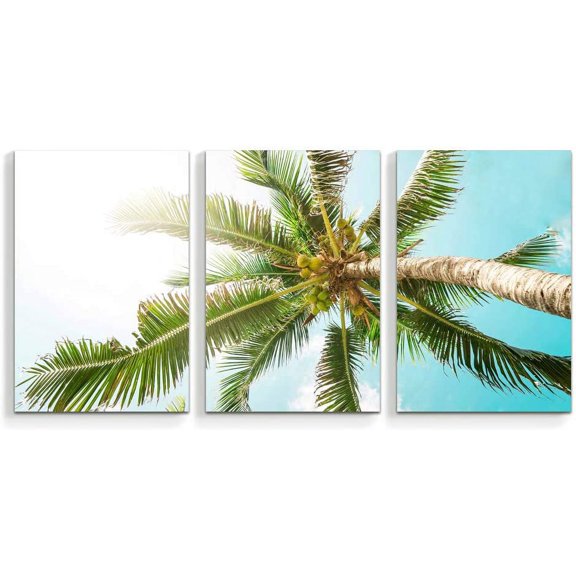 Idea4wall 3 Piece Tropical Canvas Wall Art Palm Tree Canvas Prints Modern Home Wall Decor, 24"x36"