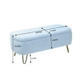 thumbnail image 5 of 39"Storage Ottoman Bench for End of Bed, Modern Faux Fur Entryway Bench with  Gold Legs, Upholstered Padded Storage Bench for Living Room, Bedroom, Dining Room, Blue, 5 of 7
