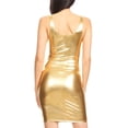 thumbnail image 2 of Sakkas Women's Tank Fitted Stretchy Sleeveless Bodycon Party Dress Made in USA - Gold - 1X, 2 of 5
