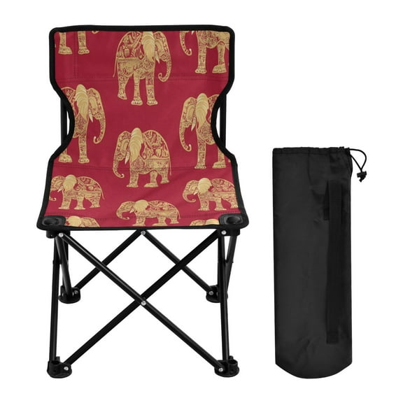 BZSMCE Camping Chairs Modern Elephant Elegance on Red Pattern Folding chair