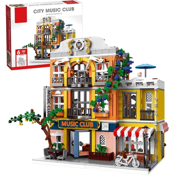 chanbrick City Music Club Building Set with LED Compatible with Lego Architecture Model for Adults 1683 Pcs