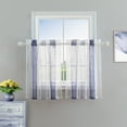 thumbnail image 1 of Coolmee Sheer Valance Curtain，Vertical Stripetier Kitchen Curtain Rod Pocket Faux Linen Textured Window Valances for Farmhouse Decor, Bathroom, 27"*24"*2, Blue, 1 of 7