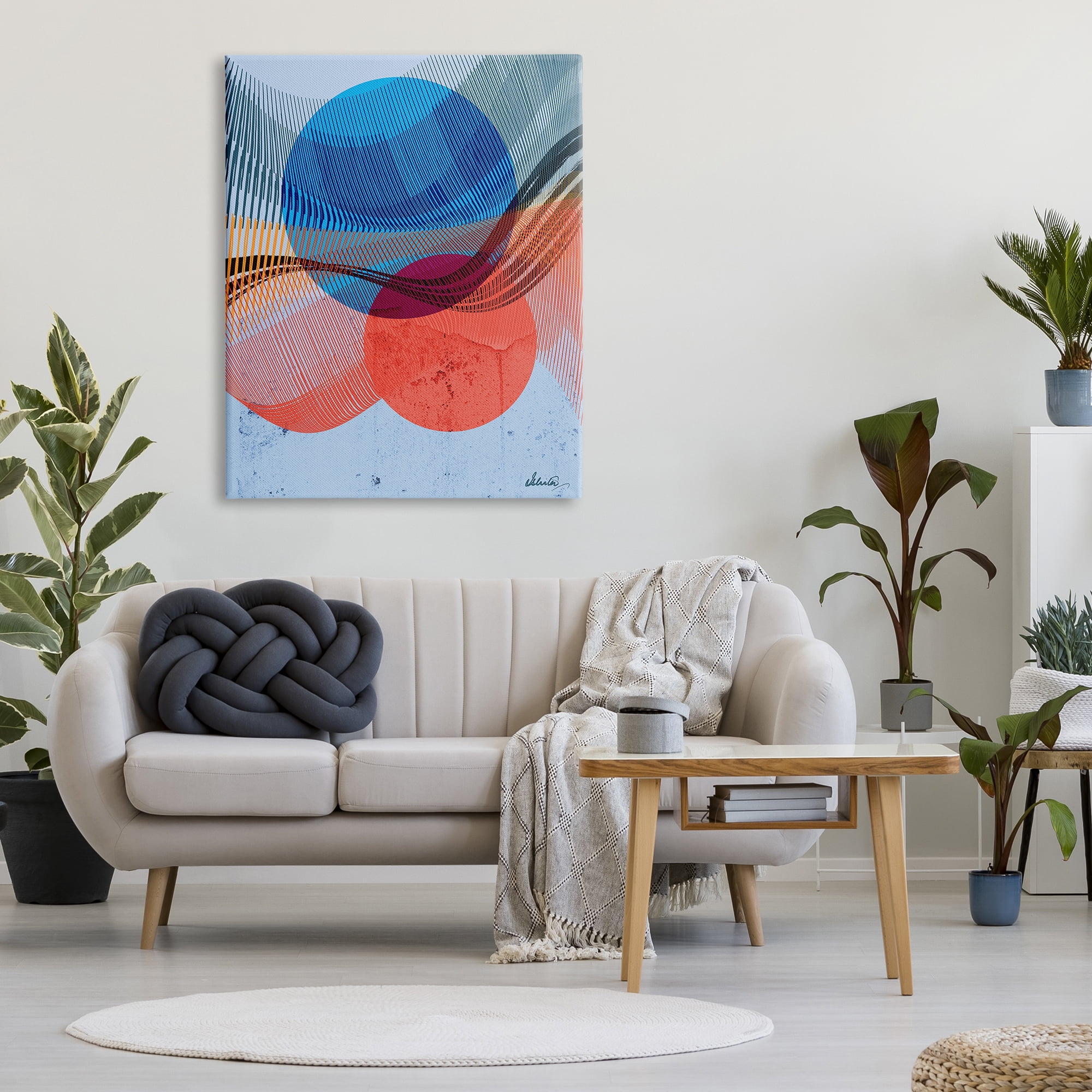 Stupell Industries Modern Circle Patterns Abstract Painting Gallery Wrapped Canvas Art Print Wall Art, 36 x 48