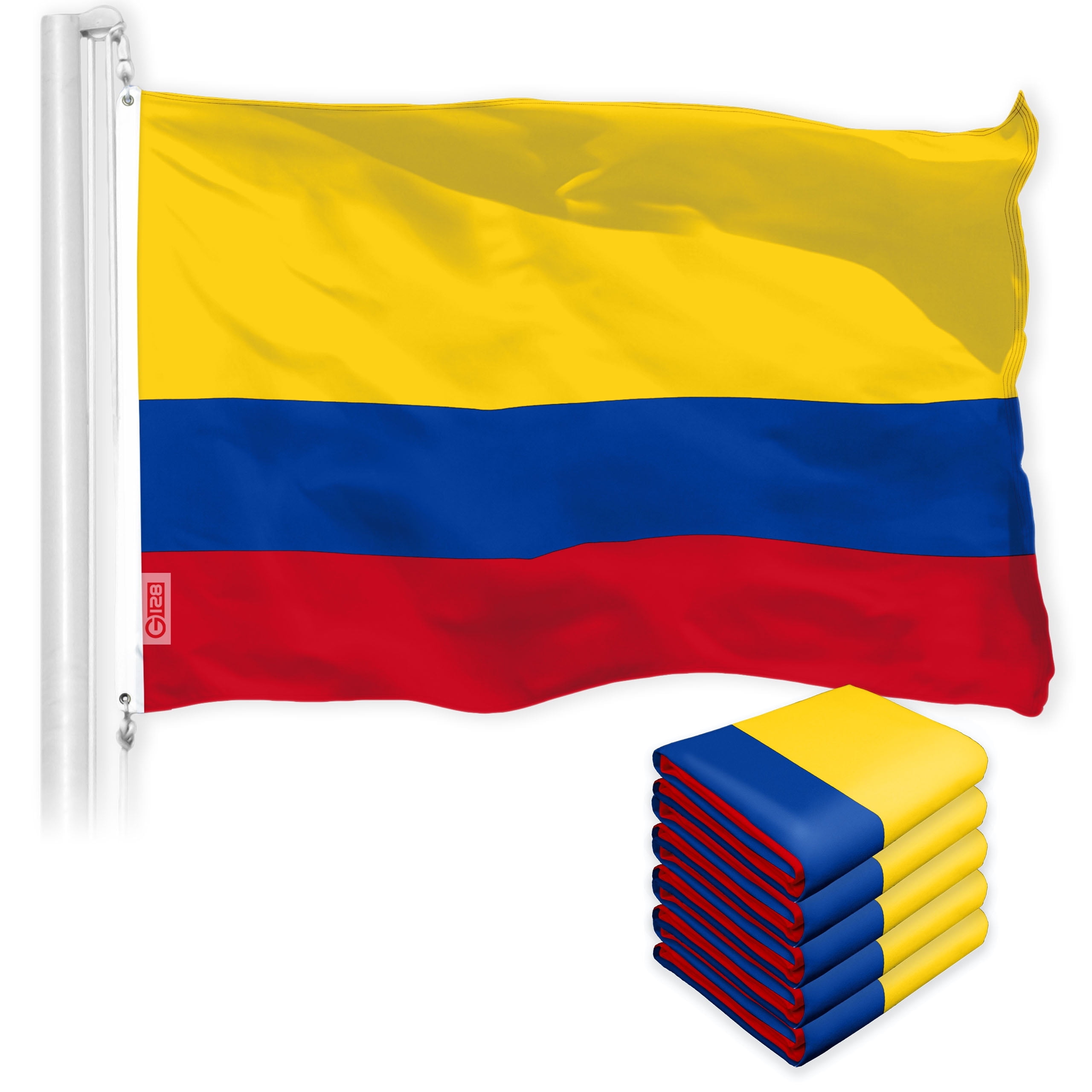 FahnenMax – Bandiera Colombia 150x90 Cm, In Cotone Antistrappo, Resistente Per Esterni