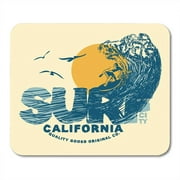 California Surf Surfer and Big Wave Graphic Surfing Vintage Print-Shirt Mousepad Mouse Pad Mouse Mat 9x10 inch