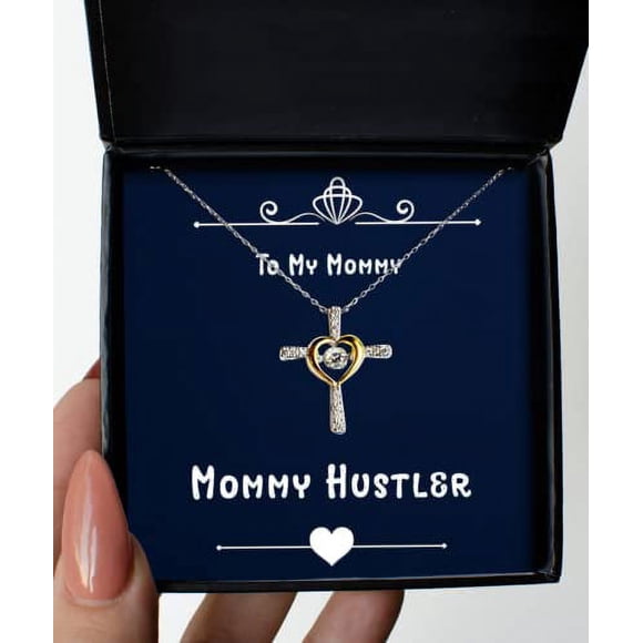 amangny Inappropriate Mommy Gifts, Mommy Hustler, Special Cross Dancing Necklace for Mother from Son Daughter