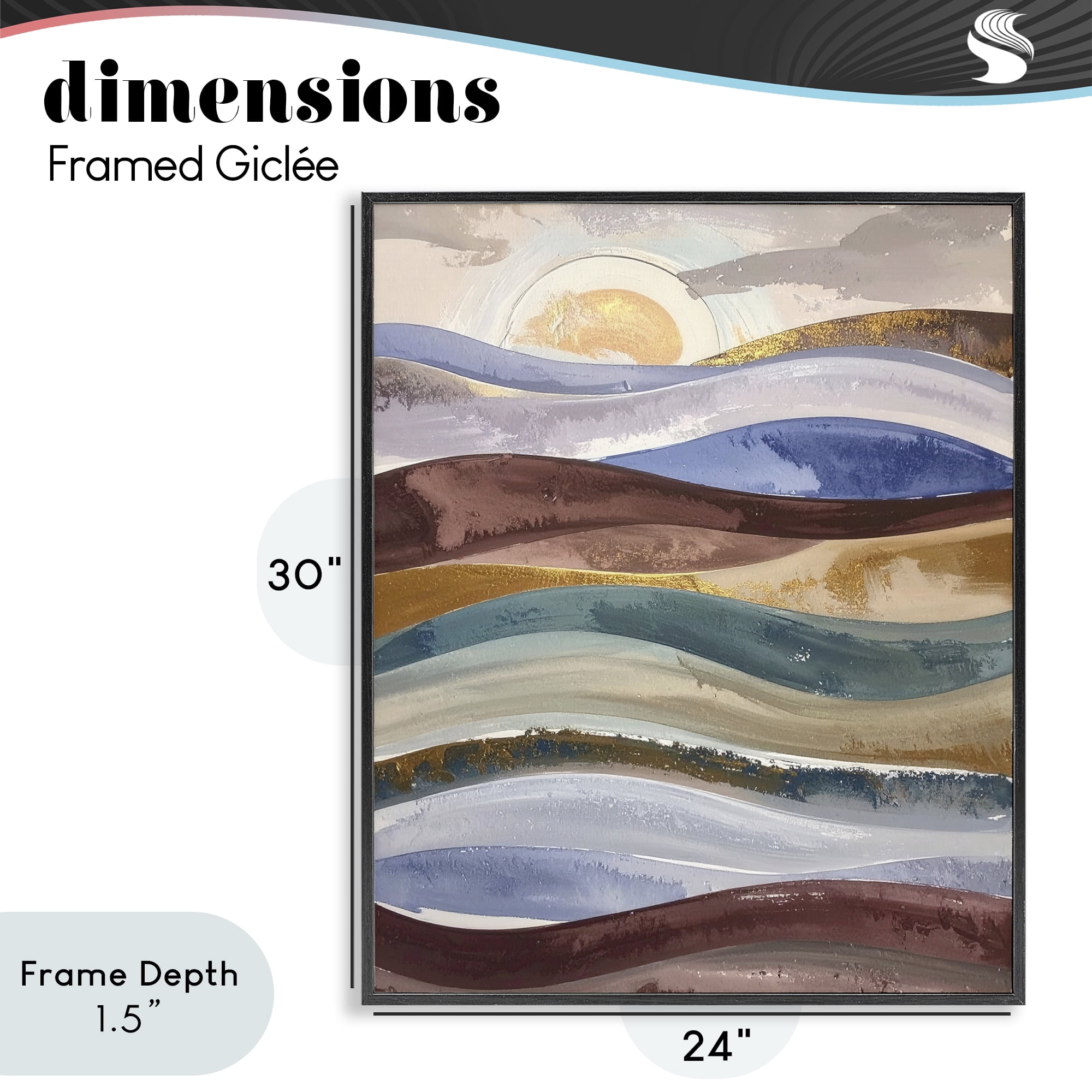 Stupell Industries Layered Ocean Flow Black Framed Giclee Art, design by Alonza Saunders