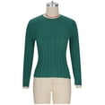 thumbnail image 5 of Yangnuo Womens Casual Solid Color Tight Crew Neck Comfy Sweaters 2025 Fall Winter Women Fashionable Round-neck Solid-color Long-sleeved Sweater Top, 5 of 5