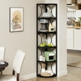 thumbnail image 4 of Tribesigns 6 Tier Tall Corner Bookcase, Industrial Wood Stand Shelf  for Living Room, Black, 4 of 7