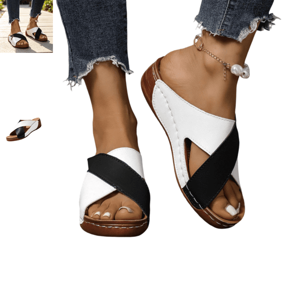 YOUYEDIAN Sandals Women Summer Backless Fashion Open Toe Breathable Versatile Comfy Flats Casual Slip On Beach Outdoor Sandals