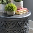 thumbnail image 4 of Powell Kersey Carved Wood Round Indoor End Table, 17" Tall, Dark Gray, 4 of 8