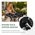 thumbnail image 4 of Round Outdoor Tablecloth with Umbrella Hole and Zipper, Black Spring Floral Tablecloth with Elastic Waterproof, Flowers Botanical Elegant Pastoral Patio Table Covers for 45" - 54" Picnic Pool Tables, 4 of 9