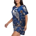 thumbnail image 2 of Fuzoiu Blue Heron Floral Garden Print Women's Short-Sleeved Pajama Set,Lounge Sleepwear Set,Womens Pajama Sets 2 Piece,Button-Up Top and Shorts with Pockets-X-Large, 2 of 7