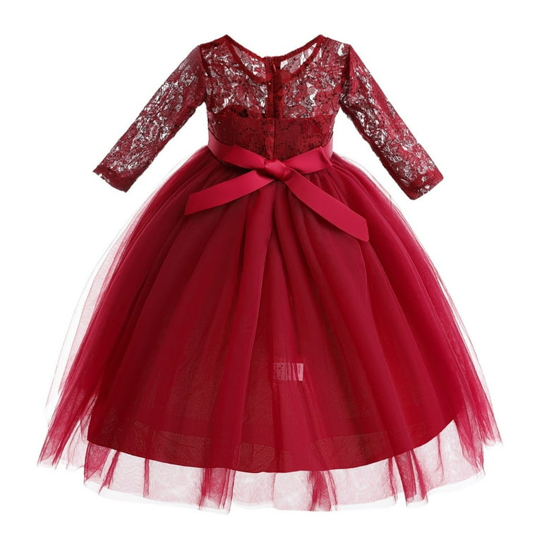 Diufon Elegant Lace Dress for Girls Long Sleeve Birthday Party Wedding  Princess Dress Toddler Kids Gown Dress - Walmart.com