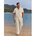 thumbnail image 3 of Conjunto casual de camisa y pantalón de lino para hombre COOFANDY para playa, 3 of 5