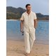 thumbnail image 3 of Conjunto casual de camisa y pantalón de lino para hombre COOFANDY para playa, 3 of 5