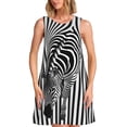 thumbnail image 1 of Balery Optical Zebra Illusion Vestidos de verano para mujer con estampado: vestido holgado sin mangas, vestido playero informal y cómodo para días calurosos., 1 of 7