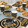 thumbnail image 5 of Clearance Sale under $10 Class Of 2026 Black & Gold Graduation Tableware Set Disposable Paper Plates Cups Napkins Kit For Graduation Celebrations, 5 of 7