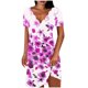 thumbnail image 1 of Mini Vestido de Verano Color Sólido Cuello en V Manga Corta Vestido de Becerro Medio, Vestido Corto de Verano, 1 of 5