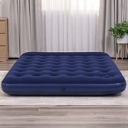Bestway: Queen Flocked Air Bed - Blue - Inflatable Mattress, 80 x 60 x 8.5, Velvety Sleeping Surface, Coil Beam Support Construction, Indoor-Outdoor