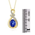 thumbnail image 4 of RYLOS Necklace Yellow Gold Plated Silver Necklace Gemstone &  Diamonds Pendant 18" Chain 9X7MM Blue Star Sapphire September Birthstone Womens Jewelry Silver Necklace, 4 of 8