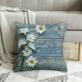 thumbnail image 4 of Throw Pillow Covers Set of 2, Daisy Flowers on Blue Old Wooden Home Decorative Pillowcases Cushion Case Covers for Couch Bed Sofa 18x18 Inch, 4 of 5