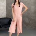 thumbnail image 2 of Modal Pajamas for Women Super Soft Pajama Sets Cooling Short Sleeve Top Capri Pants Pjs Breathable, Moisture-Wicking Sleepwear Summer Pjs Comfy Lounge Set Summer Fall Outfit, 2 of 7