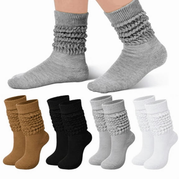 4 Pairs Slouch Socks for Women Bulk Stacked Boot 80s 90s Soft Slouch Knit Scrunchie Socks