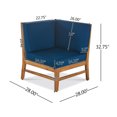 thumbnail image 4 of GDF Studio Abena Outdoor Acacia Wood 5 Seater Sectional Sofa Chat Set, Teak and Blue, 4 of 15