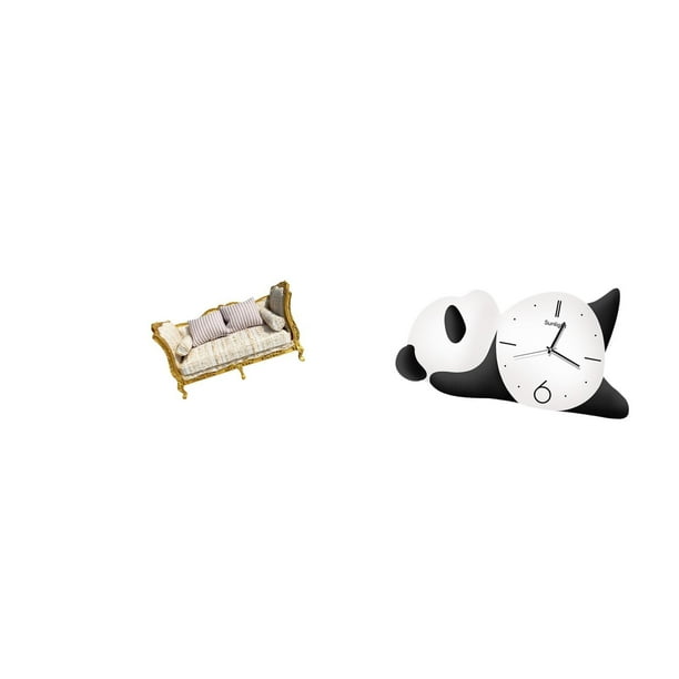 Sofá De Madera En Miniatura Para Casa De Muñecas, Ideal Para Crear Una Escena De La Vida Cotidiana. Incluye Reloj De Pared Con Forma De Panda. Decoración Moderna Y Adorable Para El Hogar,
