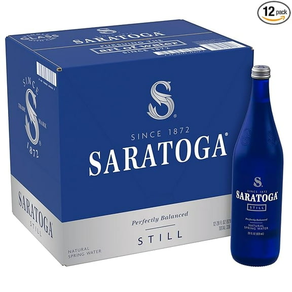 Saratoga Springs Natural Spring  28 Oz Glass Bottles - Pack of 12