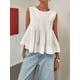 thumbnail image 4 of Blusa Plisada Sin Mangas con Peplum de Verano para Mujer, Estilo Babydoll Y2K con Cuello Redondo. M, 4 of 9