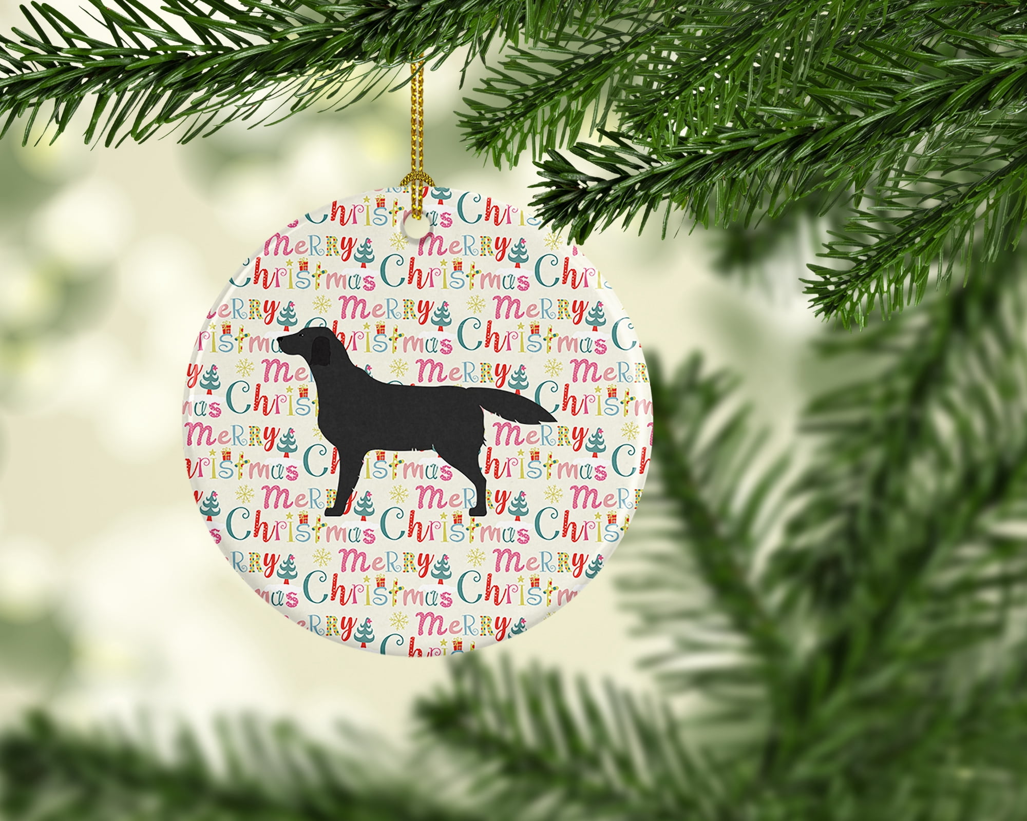 Black Labrador Retriever Merry Christmas Ceramic Ornament 2.8 in x 2.8 in