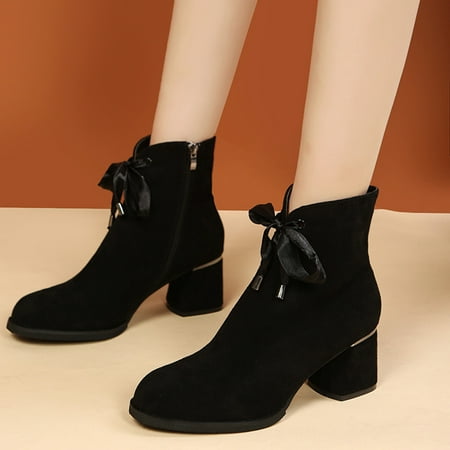 

Womens boots Prime On Sale! Juebong Womens Fashion Solid Boots Zipper Women Round Head Midheel Ankle Booties Shoes