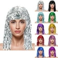 thumbnail image 4 of Colorful PET Fringe Wig BWASD Sparkling Headpiece Explosion Wigs Dress Cheerleaders Sports Accessories for Halloween Christmas Party Silver, 4 of 4
