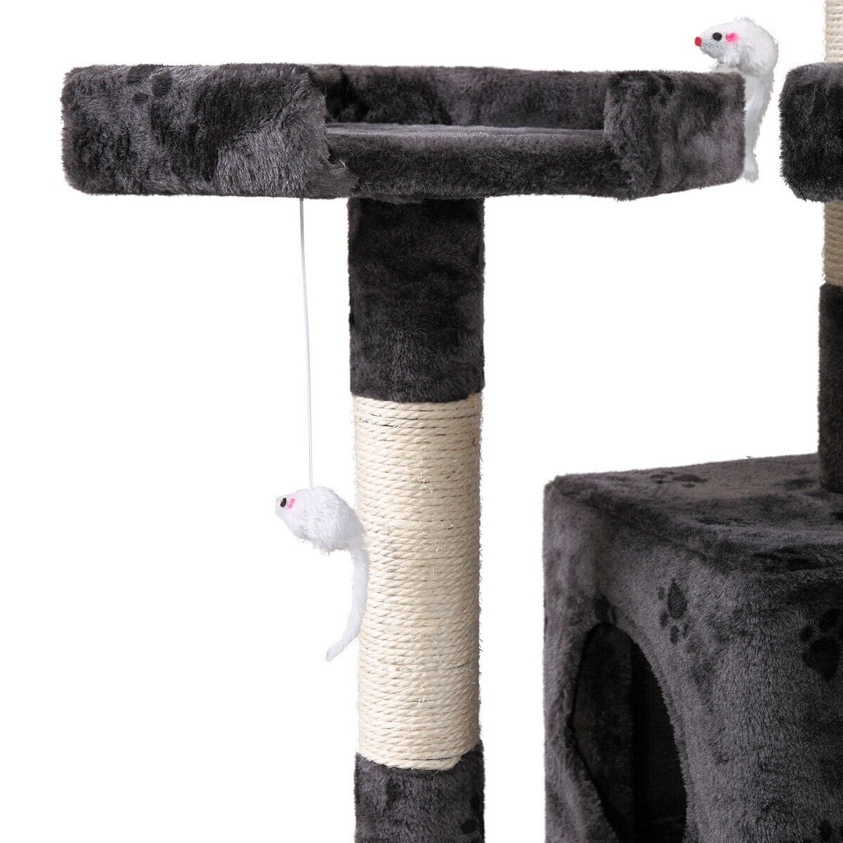 Lowestbest 67-in Cat Tree & Condo Scratching Post Tower, Gray Lowestbest 67-in Cat Tree & Condo Scratching Post Tower, Gray