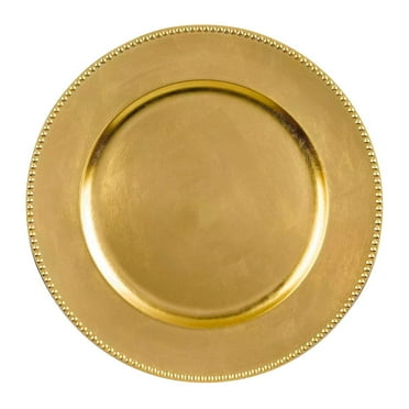 24 Pack | Gold Beaded Plastic Charger Plates