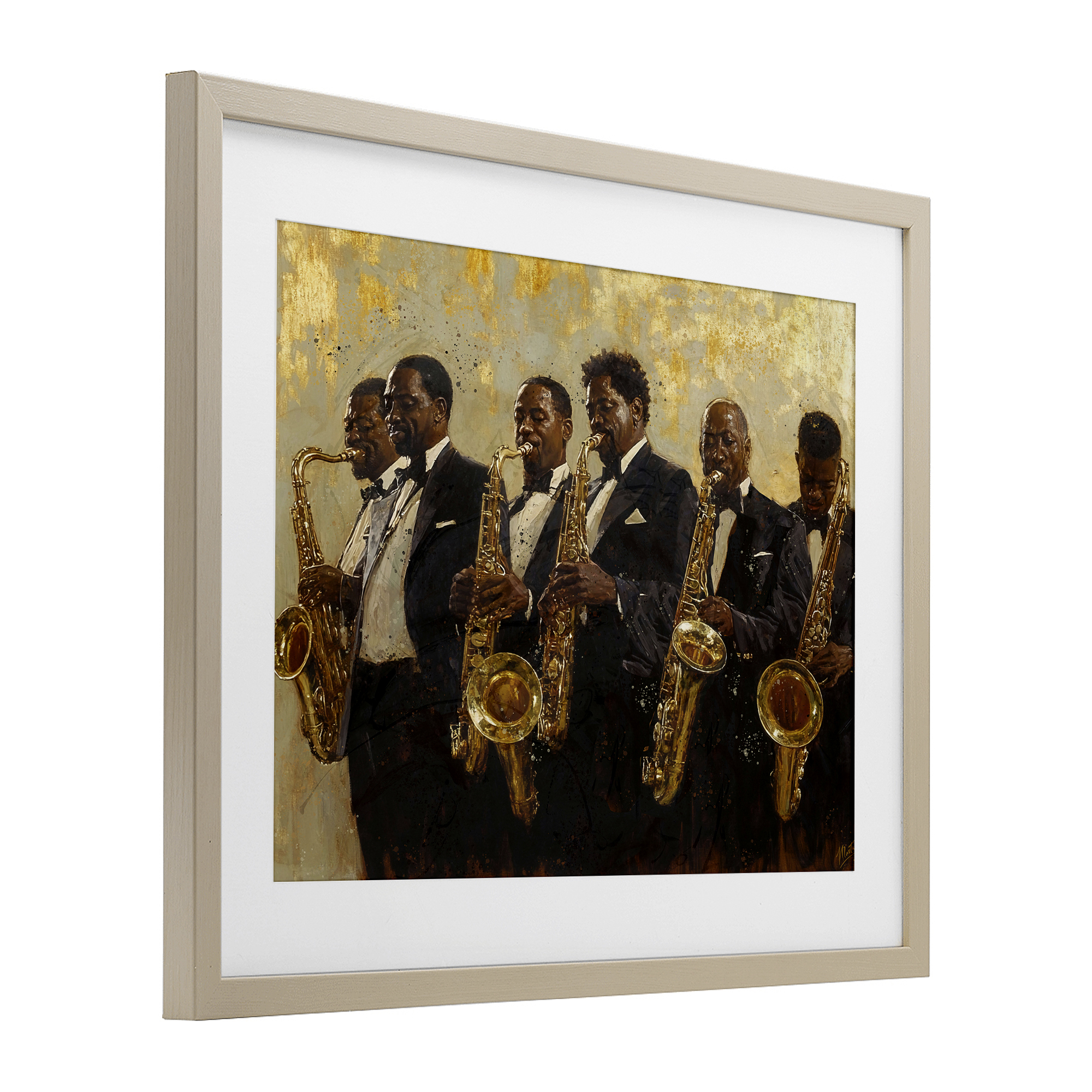 Golden Era Ensemble Birch Framed Print Under Glass, design by Marta Wiley
